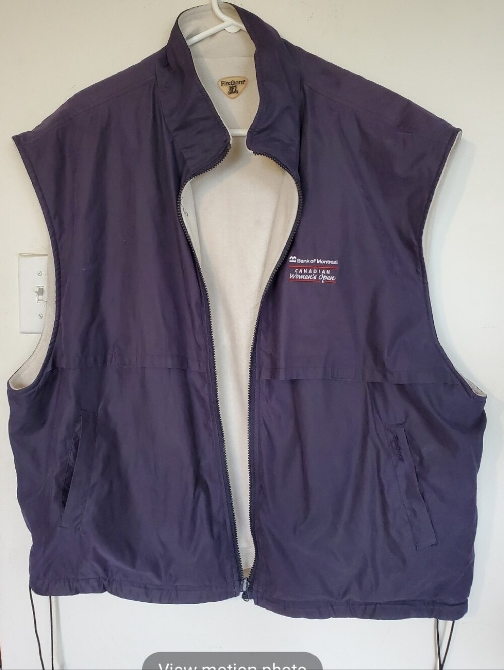 Firethorn ,doublFace ,Unisex ,vintage ,warm , Navy Blue & Offwihte VEST .